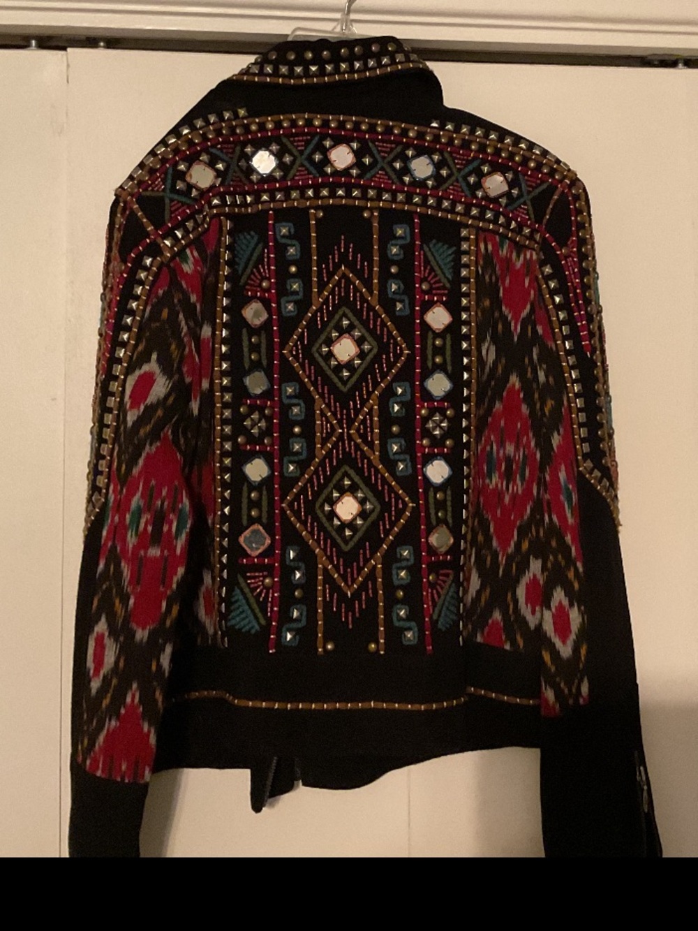 Double D Ranch High Mountain Boho Studded Leather Jacket Size Large - Picture 11 of 11